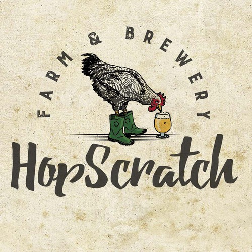 Chicken king logo with the title 'Logo für eine Farm and Brewery'