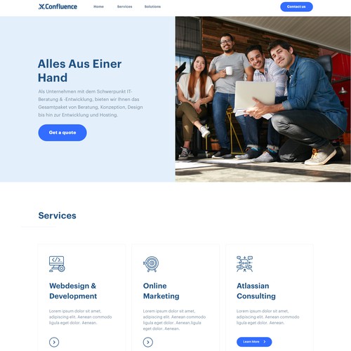 Page design with the title 'A Onepage Concept for a consulting&development startup!'
