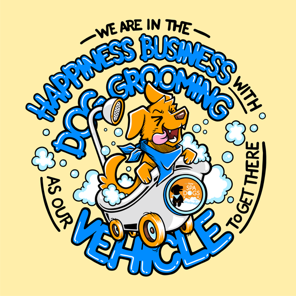 Fun t-shirt with the title 'Mobile Dog Grooming T-Shirt Design'