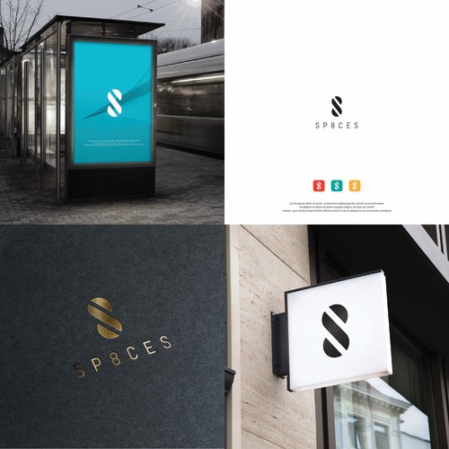 Grid logo with the title 'Logo design for sp8ces'