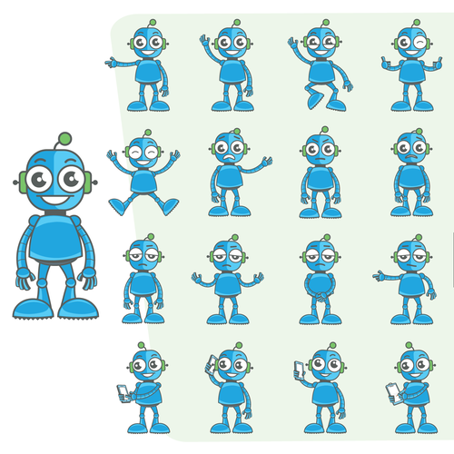 Emoji design with the title 'Robot mascot'