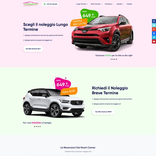 Automotive website with the title 'VIAGGIARE RENT'