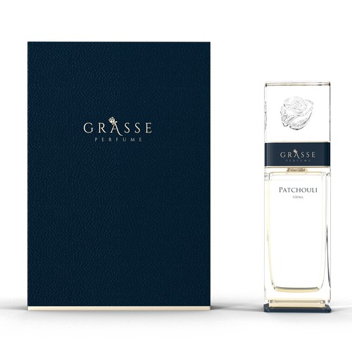 Bottle packaging with the title 'Parfume bottle and box for luxury brand'