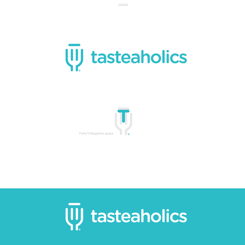 Tasty logo with the title 'tasteaholics - Logo Concept'