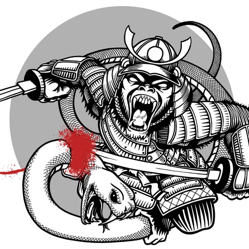 Snake design with the title 'Samurai Gorilla Tattoo'