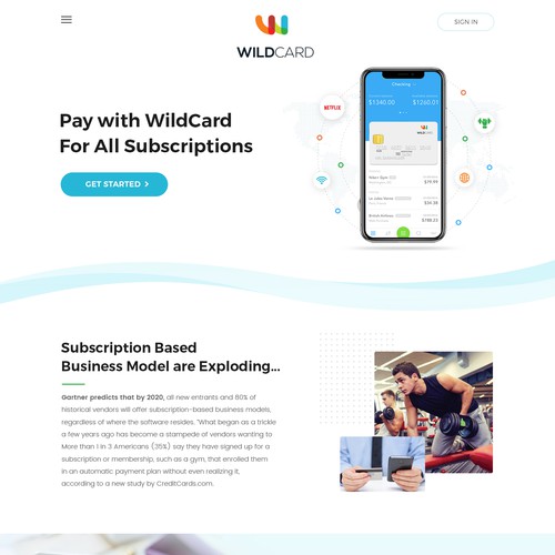 Application website with the title 'WildCard Landing page'
