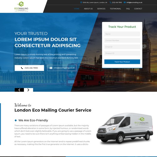 Classy website with the title 'Courier Service Website - a classy modern look'