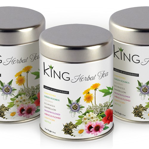 Can design with the title 'KING Herbal Tea'