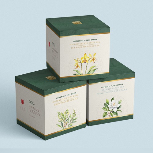 Orchid design with the title 'Exotic flower tea packaging design'