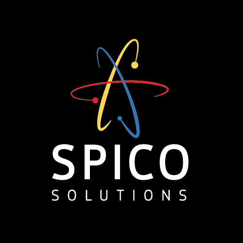 Atom design with the title 'Technology Company: Spico Solutions'