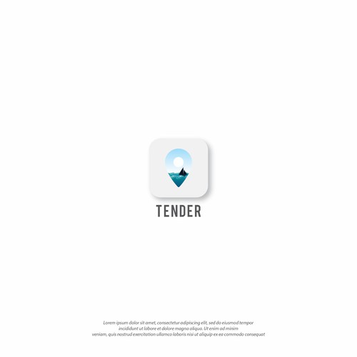 Location pin logo with the title 'Logo design for Tender (App)'