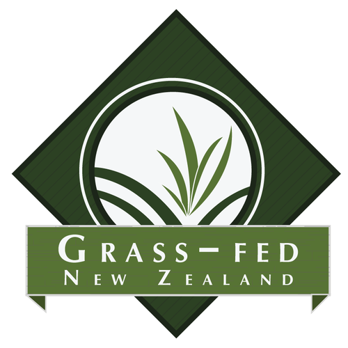 Earthy logo with the title 'Create a Logo depicting Grass-Fed in New Zealand'