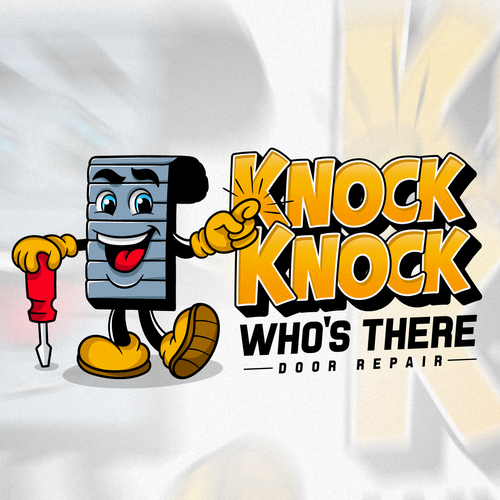 Door design with the title 'KNOCK KNOCK Who's There -Door Repair-'