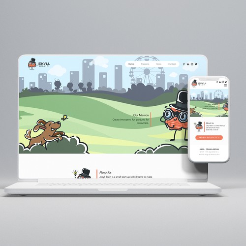 Dog website with the title 'Website design for a mobile app company'