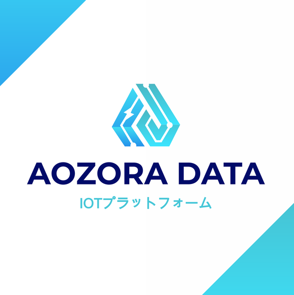 Triangle logo with the title 'Aozora Data | Tech | Technology | Data | Logo'