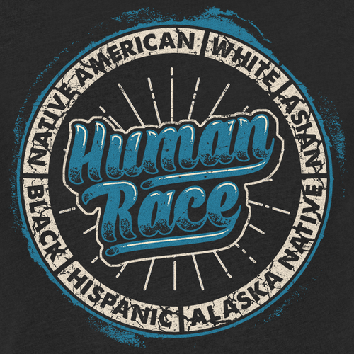 Black t-shirt with the title 'Human Races are Equal T-shirt'