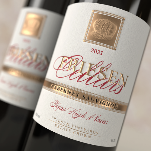 Gold foil label with the title 'Premium Wine Label Design'