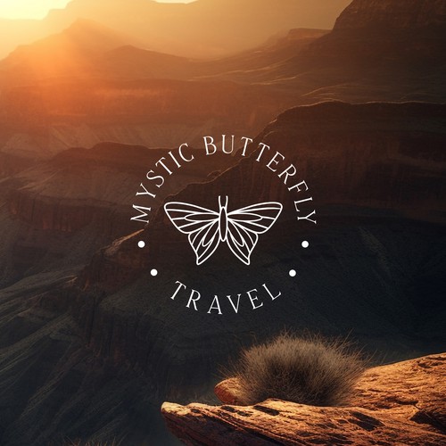 Tourism logo with the title 'Mystic Butterfly Travel'