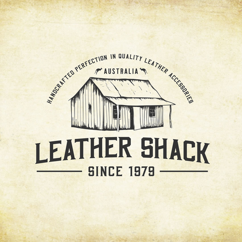 Cabin logo with the title 'Logo concept for LEATHER SHACK'