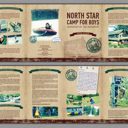 Camp design with the title 'brochure design for North Star Camp for Boys'