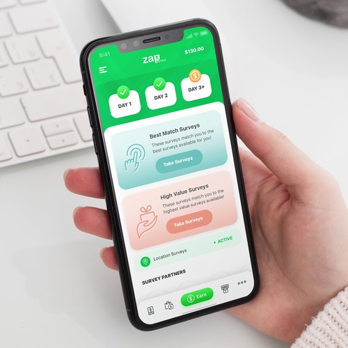 Survey design with the title 'Zap Surveys Mobile App Design'