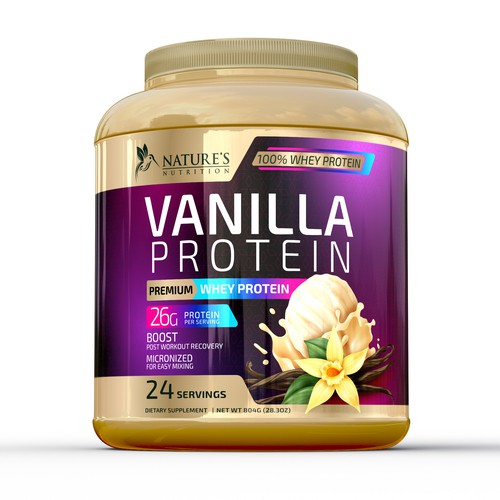 Vanilla design with the title 'Vanilla whey protein lebel design'