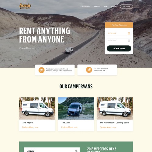 Development website with the title 'Scenic Vans Website Design and development'