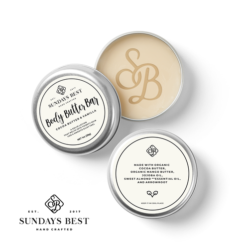 Branding label with the title 'Logo and Label Project for Sundays Best'