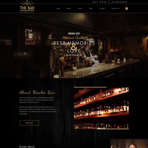 Home website with the title 'Whisky Bar Home Page Design'