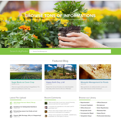 Flat website with the title 'Create the next website design for www.agpedia.info'