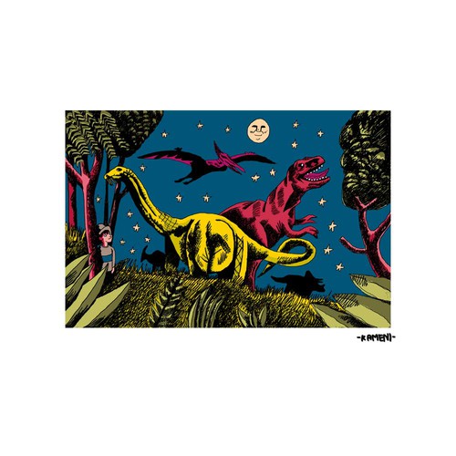 Dinosaur artwork with the title 'Children Illustration'