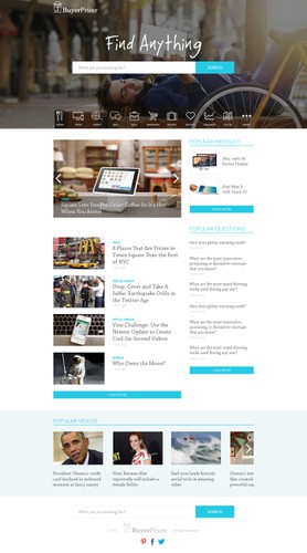 Portal website with the title '10 Million+ monthly visitors will see the winning design at buyerpricer.com'