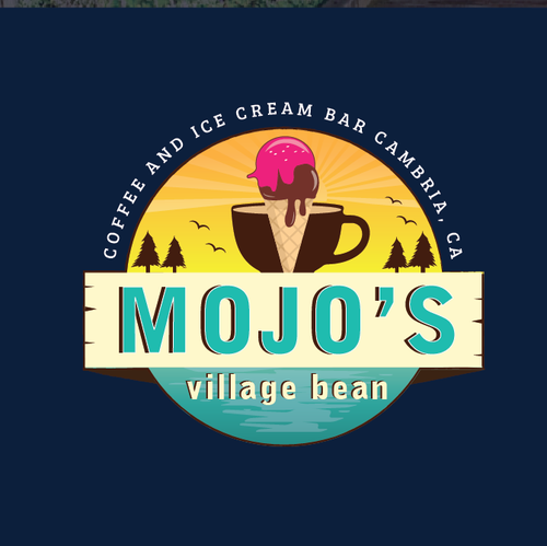 Beach bar logo with the title 'Logo for Ice Cream and Coffee shop on the California Coast'