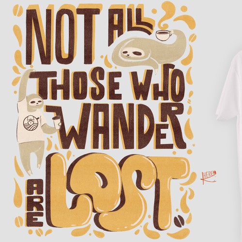 Lettering t-shirt with the title 'Illustration and lettering for a coffee shop'