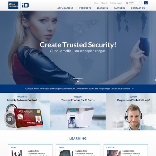 Security website with the title 'Create the next generation website for an identification security manufacturer'