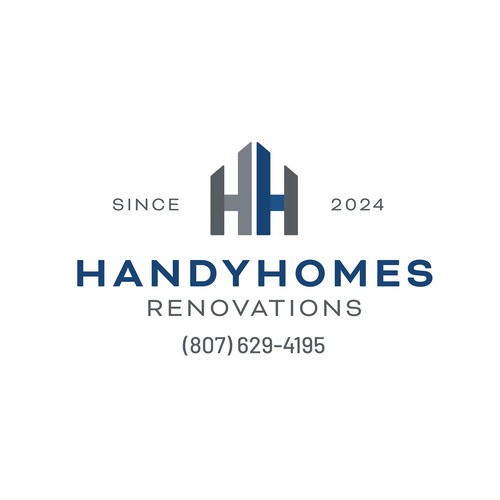 Contractor logo with the title 'HandyHomes Renovations – Modern HH Monogram Logo'