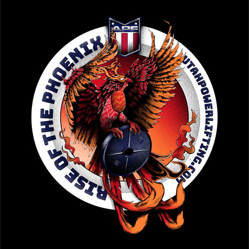 Fire t-shirt with the title 'T-shirt design for powerlifting competition'