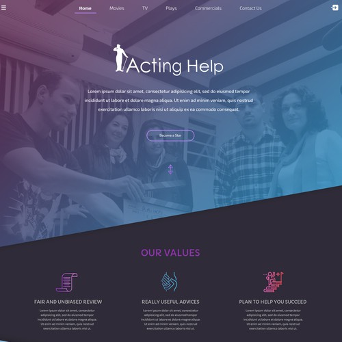 TV design with the title 'Acting Help'