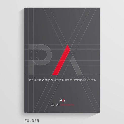 Green and gray design with the title 'Stationery for an architectural design firm'