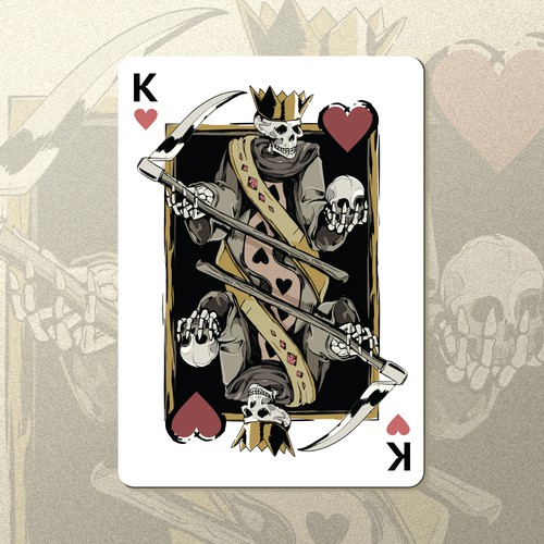 Skull artwork with the title 'King of Hearts'