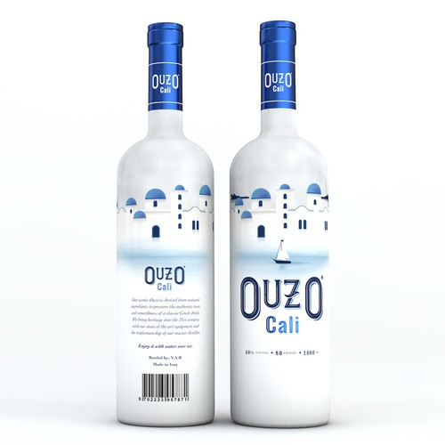 Spirit packaging with the title 'Ouzo Cali'