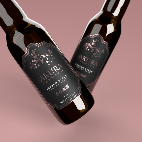 Sakura design with the title 'Luxury Beer Label Design'