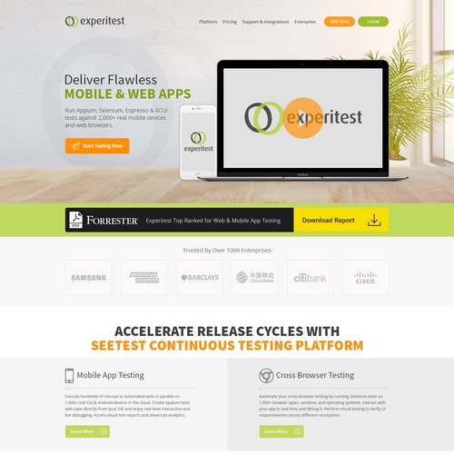 Bootstrap website with the title 'New Website Design - Web & Mobile App Testing Website'