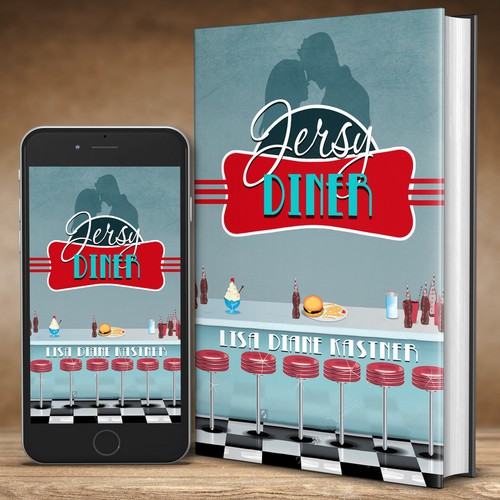 Diner design with the title 'Cover Design for a Romance Novel'