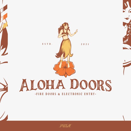 Hawaiian design with the title 'Aloha Theme Contractor Logo!'