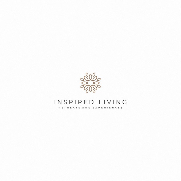 Brown and white logo with the title 'Inspired Living'