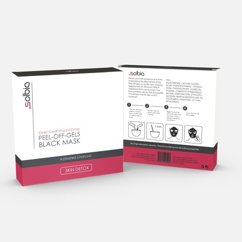 White packaging with the title 'Solbia Black Mask Packaging'