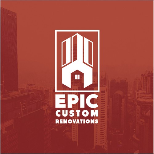 Remodeling logo with the title 'epic custom renovation'
