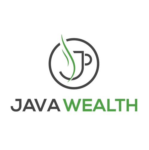 Coffee cup logo with the title 'Java Wealth logo design'