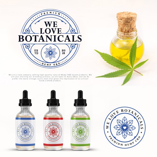 Marijuana logo with the title 'WE LOVE BOTANICALS'